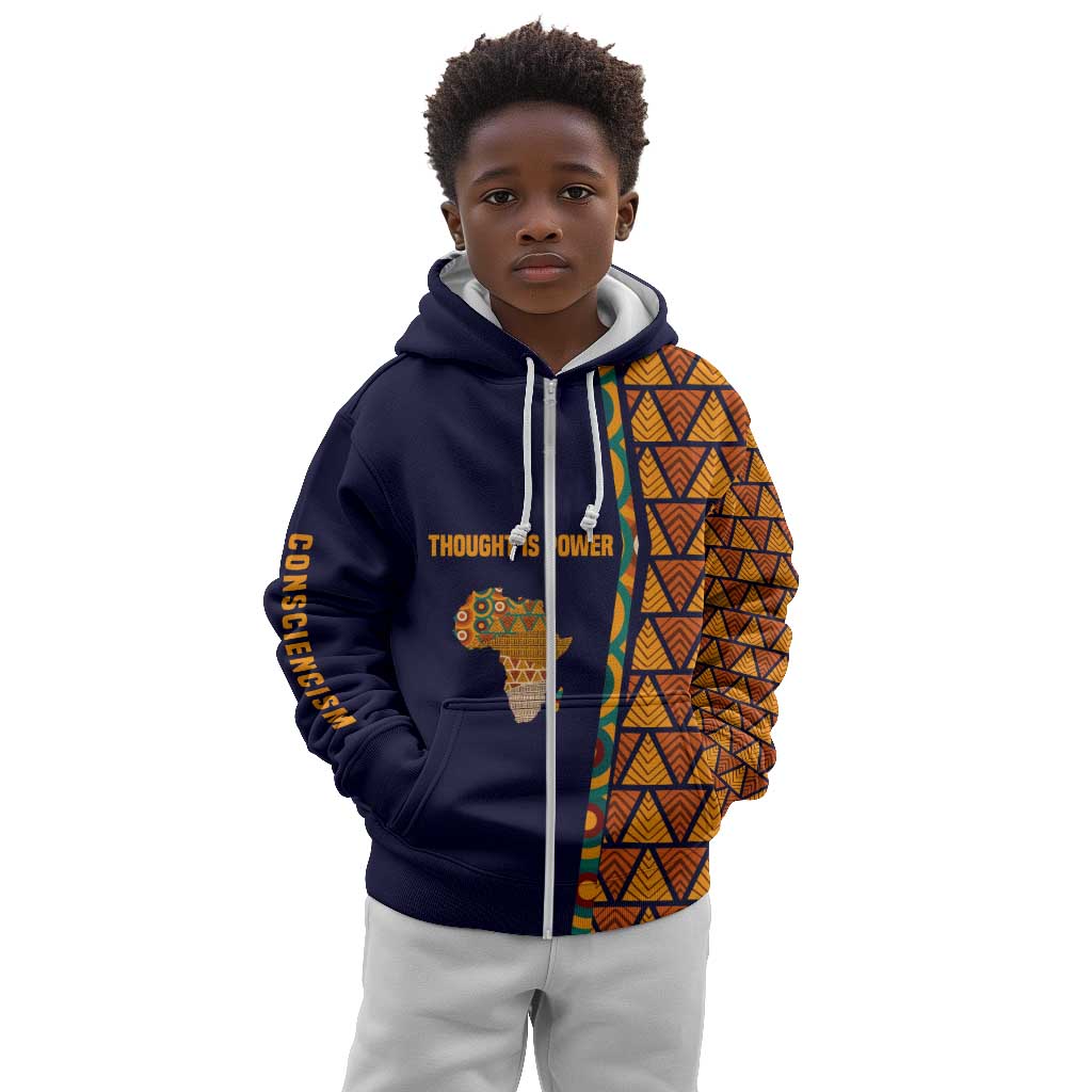 Kwame Nkrumah Ghana Kid Hoodie African Map Pattern Design and Economic Freedom Quote Tribute - Wonder Print Shop