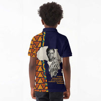 Kwame Nkrumah Ghana Kid Polo Shirt African Map Pattern Design and Economic Freedom Quote Tribute - Wonder Print Shop