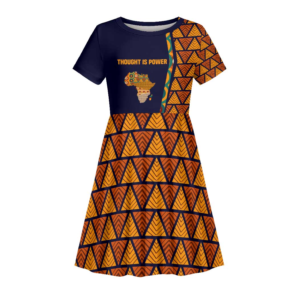 Kwame Nkrumah Ghana Kid Short Sleeve Dress African Map Pattern Design and Economic Freedom Quote Tribute - Wonder Print Shop