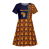 Kwame Nkrumah Ghana Kid Short Sleeve Dress African Map Pattern Design and Economic Freedom Quote Tribute - Wonder Print Shop