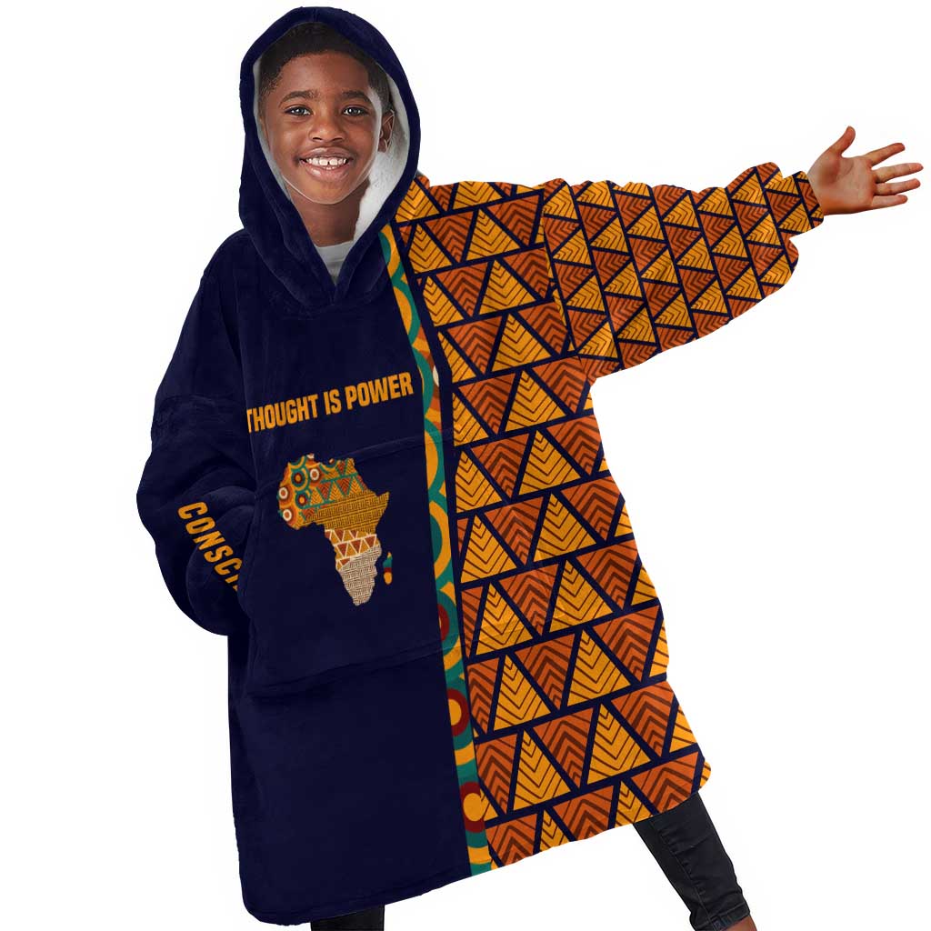 Kwame Nkrumah Ghana Kid Wearable Blanket Hoodie African Map Pattern Design and Economic Freedom Quote Tribute - Wonder Print Shop