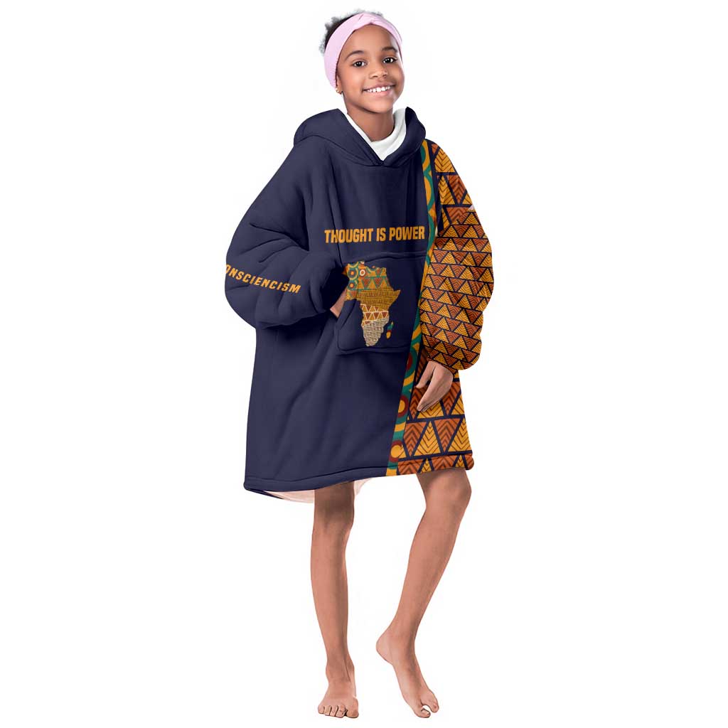 Kwame Nkrumah Ghana Kid Wearable Blanket Hoodie African Map Pattern Design and Economic Freedom Quote Tribute - Wonder Print Shop