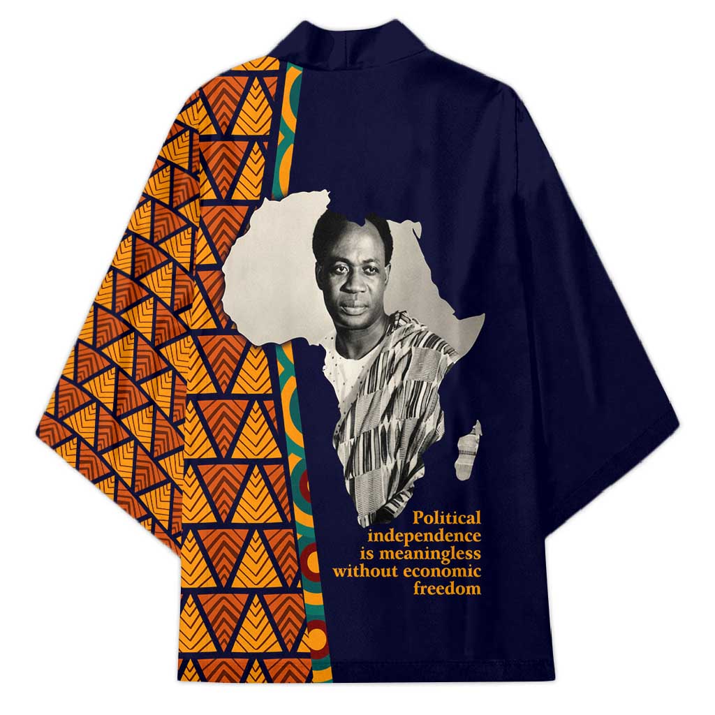 Kwame Nkrumah Ghana Kimono African Map Pattern Design and Economic Freedom Quote Tribute - Wonder Print Shop