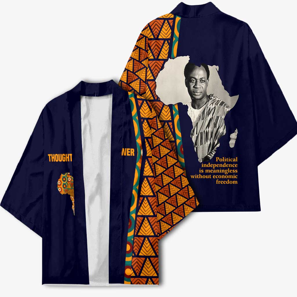 Kwame Nkrumah Ghana Kimono African Map Pattern Design and Economic Freedom Quote Tribute - Wonder Print Shop