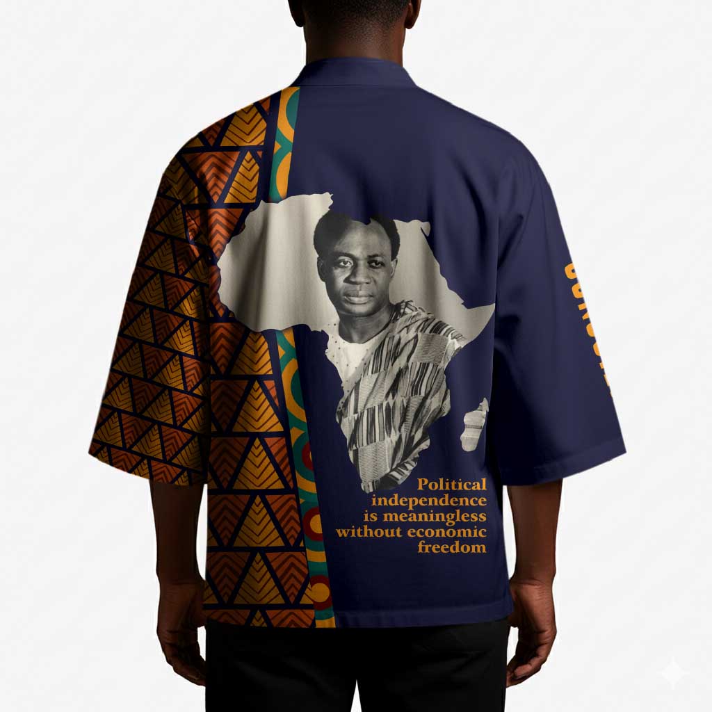 Kwame Nkrumah Ghana Kimono African Map Pattern Design and Economic Freedom Quote Tribute - Wonder Print Shop