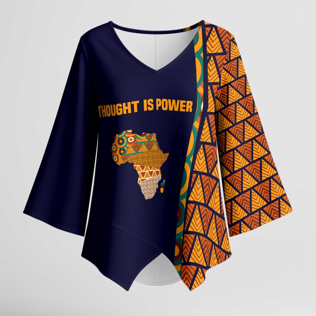 Kwame Nkrumah Ghana Kimono Sleeve Blouse African Map Pattern Design and Economic Freedom Quote Tribute - Wonder Print Shop