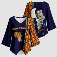 Kwame Nkrumah Ghana Kimono Sleeve Blouse African Map Pattern Design and Economic Freedom Quote Tribute - Wonder Print Shop