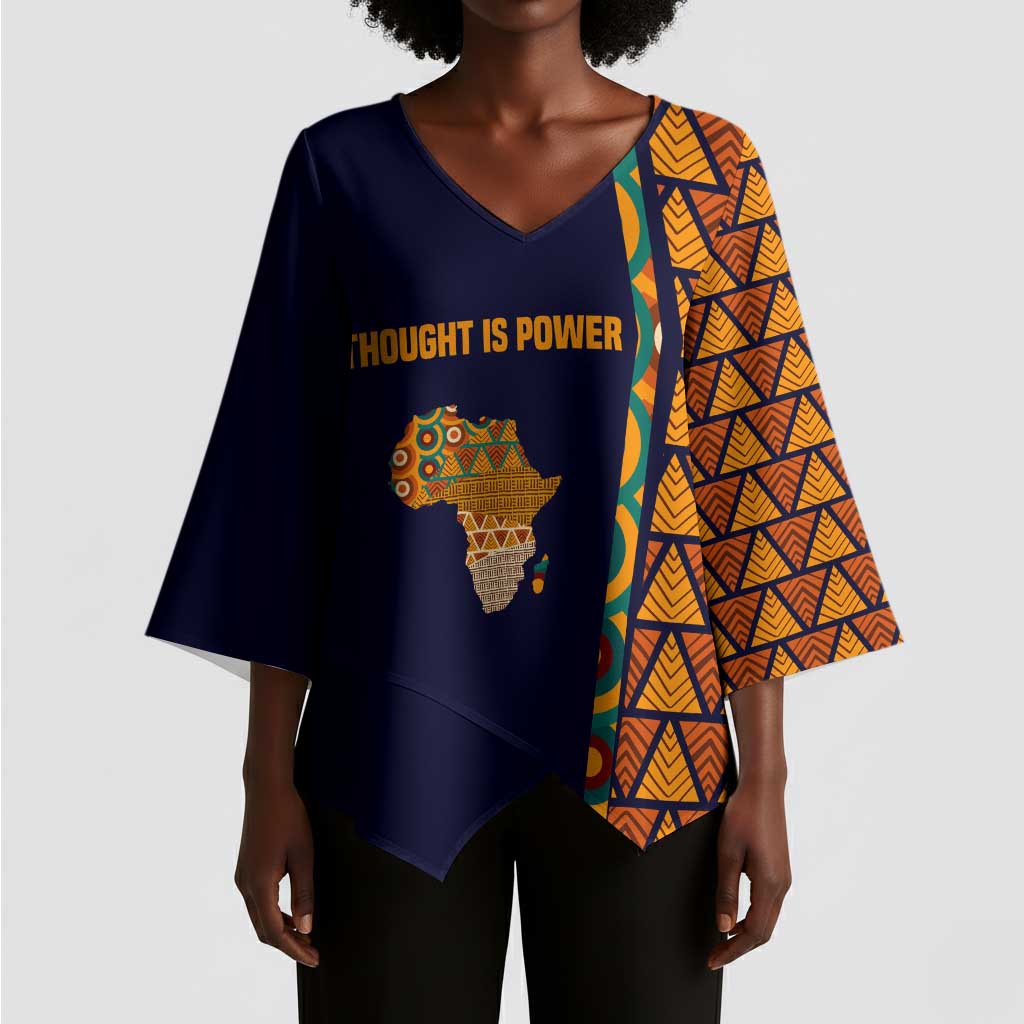 Kwame Nkrumah Ghana Kimono Sleeve Blouse African Map Pattern Design and Economic Freedom Quote Tribute - Wonder Print Shop