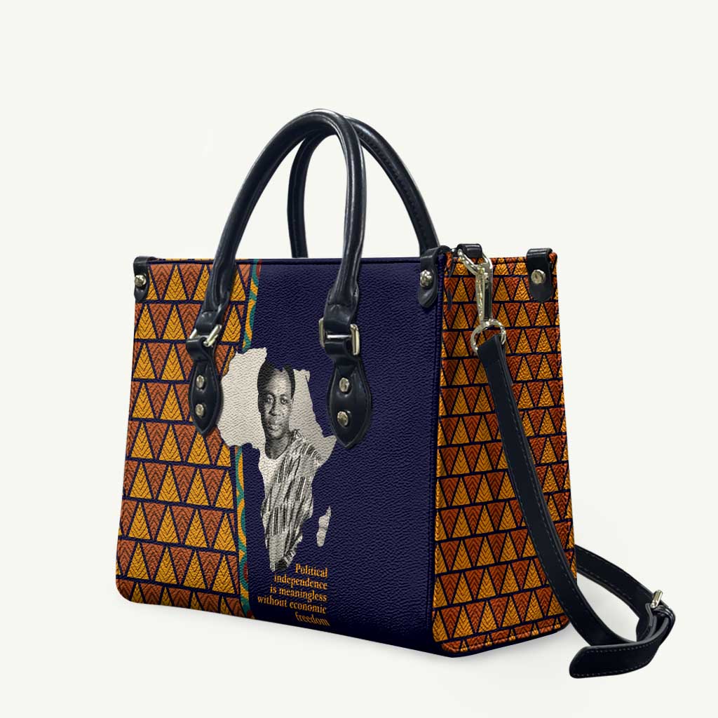 Kwame Nkrumah Ghana Leather Bag African Map Pattern Design and Economic Freedom Quote Tribute - Wonder Print Shop
