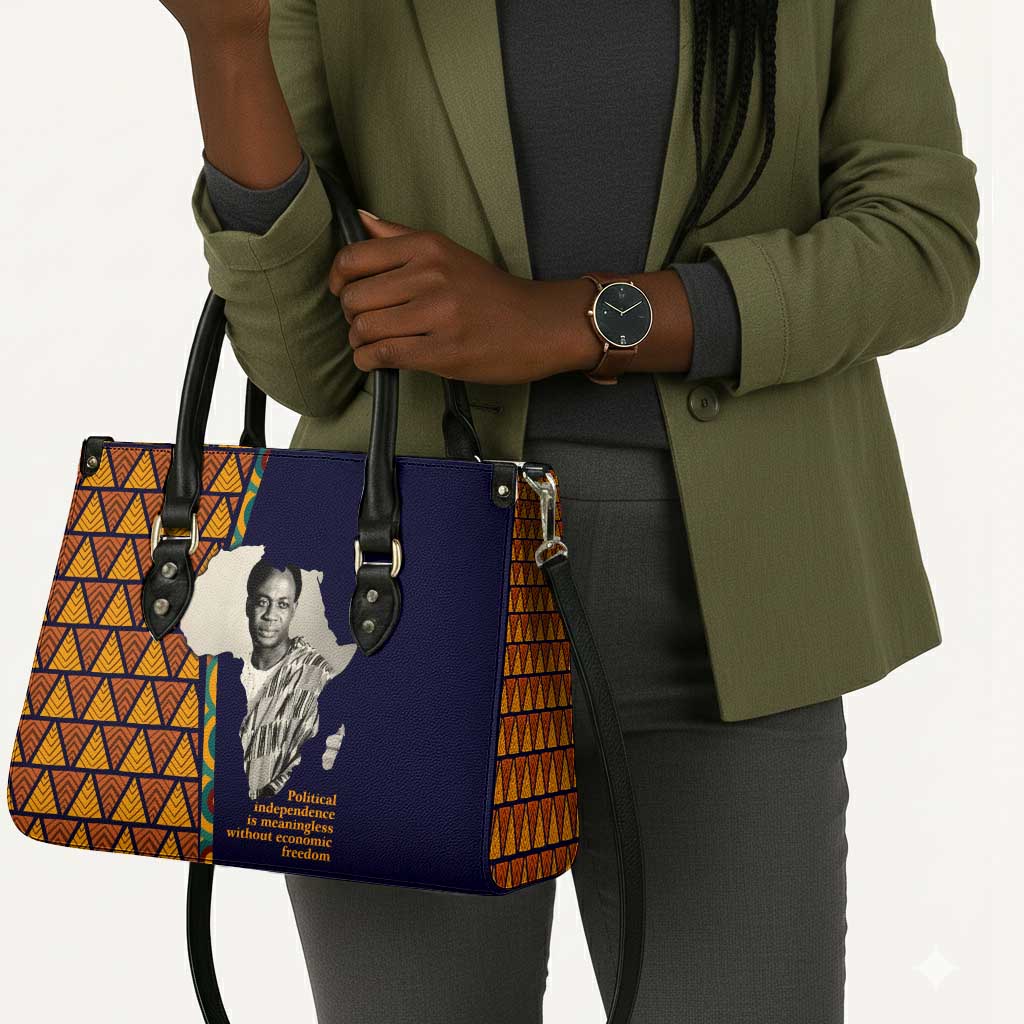 Kwame Nkrumah Ghana Leather Bag African Map Pattern Design and Economic Freedom Quote Tribute - Wonder Print Shop