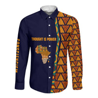 Kwame Nkrumah Ghana Long Sleeve Button Shirt African Map Pattern Design and Economic Freedom Quote Tribute - Wonder Print Shop