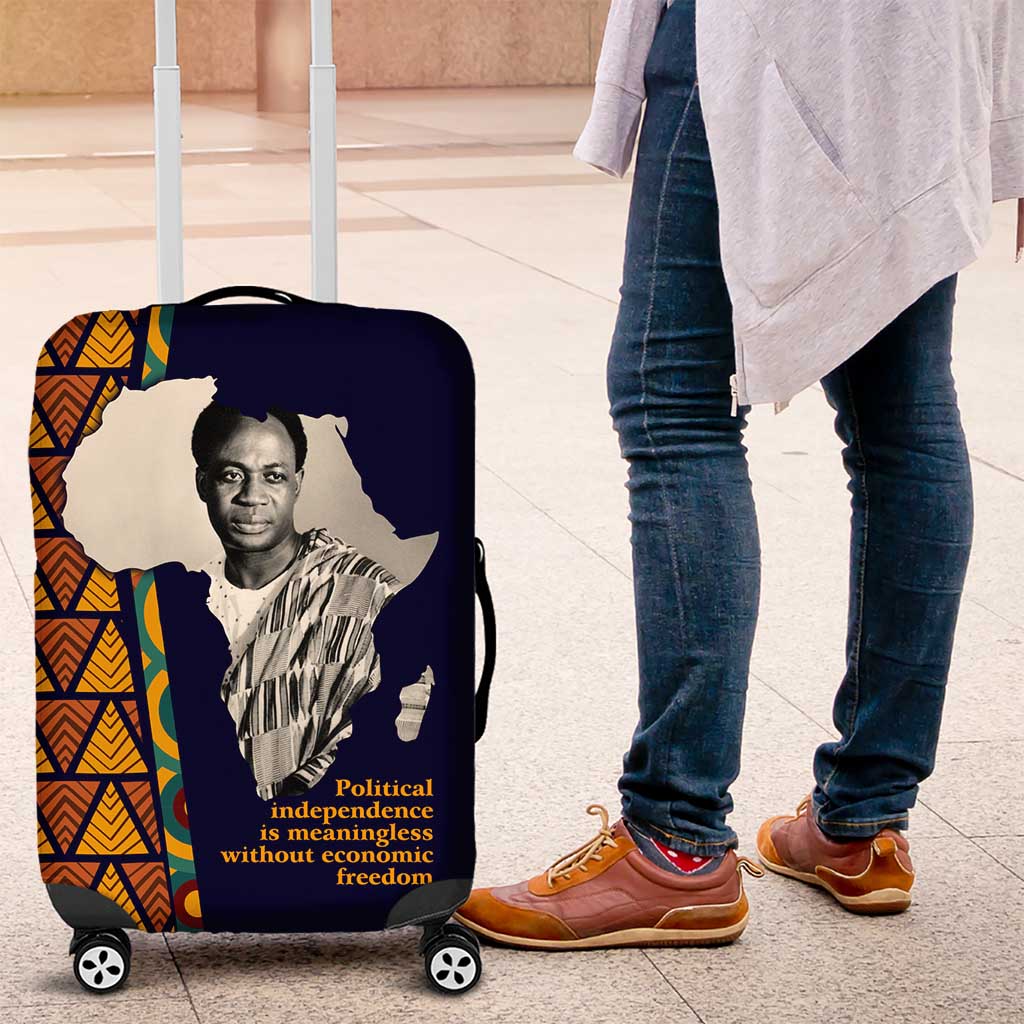 Kwame Nkrumah Ghana Luggage Cover African Map Pattern Design and Economic Freedom Quote Tribute - Wonder Print Shop