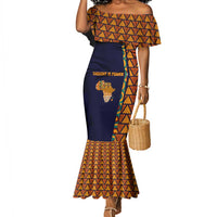 Kwame Nkrumah Ghana Mermaid Dress African Map Pattern Design and Economic Freedom Quote Tribute - Wonder Print Shop