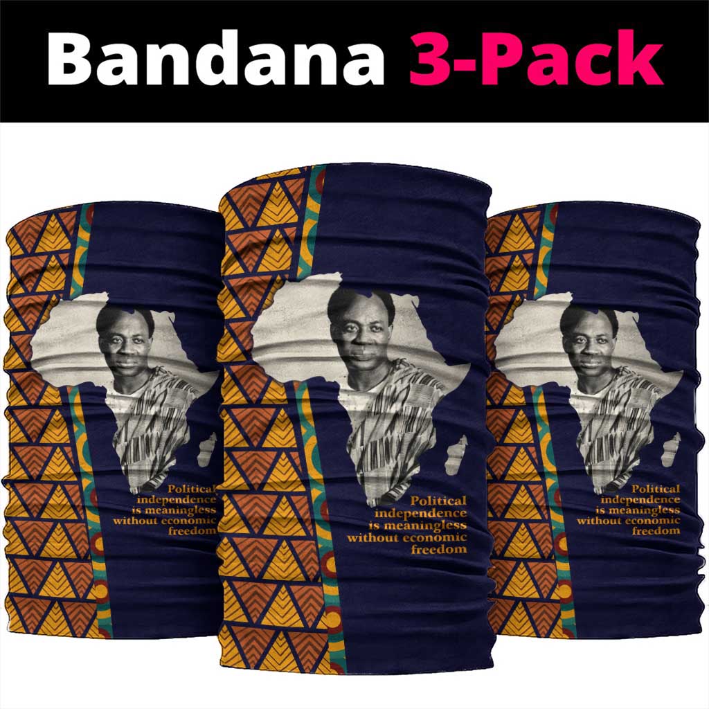 Kwame Nkrumah Ghana Neck Gaiter African Map Pattern Design and Economic Freedom Quote Tribute - Wonder Print Shop