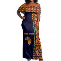 Kwame Nkrumah Ghana Off Shoulder Maxi Dress African Map Pattern Design and Economic Freedom Quote Tribute - Wonder Print Shop