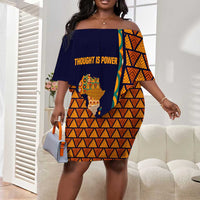 Kwame Nkrumah Ghana Off Shoulder Short Dress African Map Pattern Design and Economic Freedom Quote Tribute - Wonder Print Shop