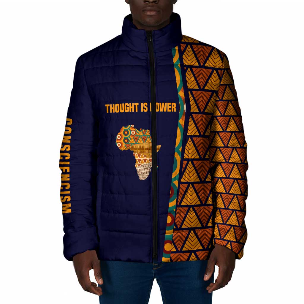 Kwame Nkrumah Ghana Padded Jacket African Map Pattern Design and Economic Freedom Quote Tribute - Wonder Print Shop