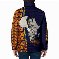 Kwame Nkrumah Ghana Padded Jacket African Map Pattern Design and Economic Freedom Quote Tribute - Wonder Print Shop