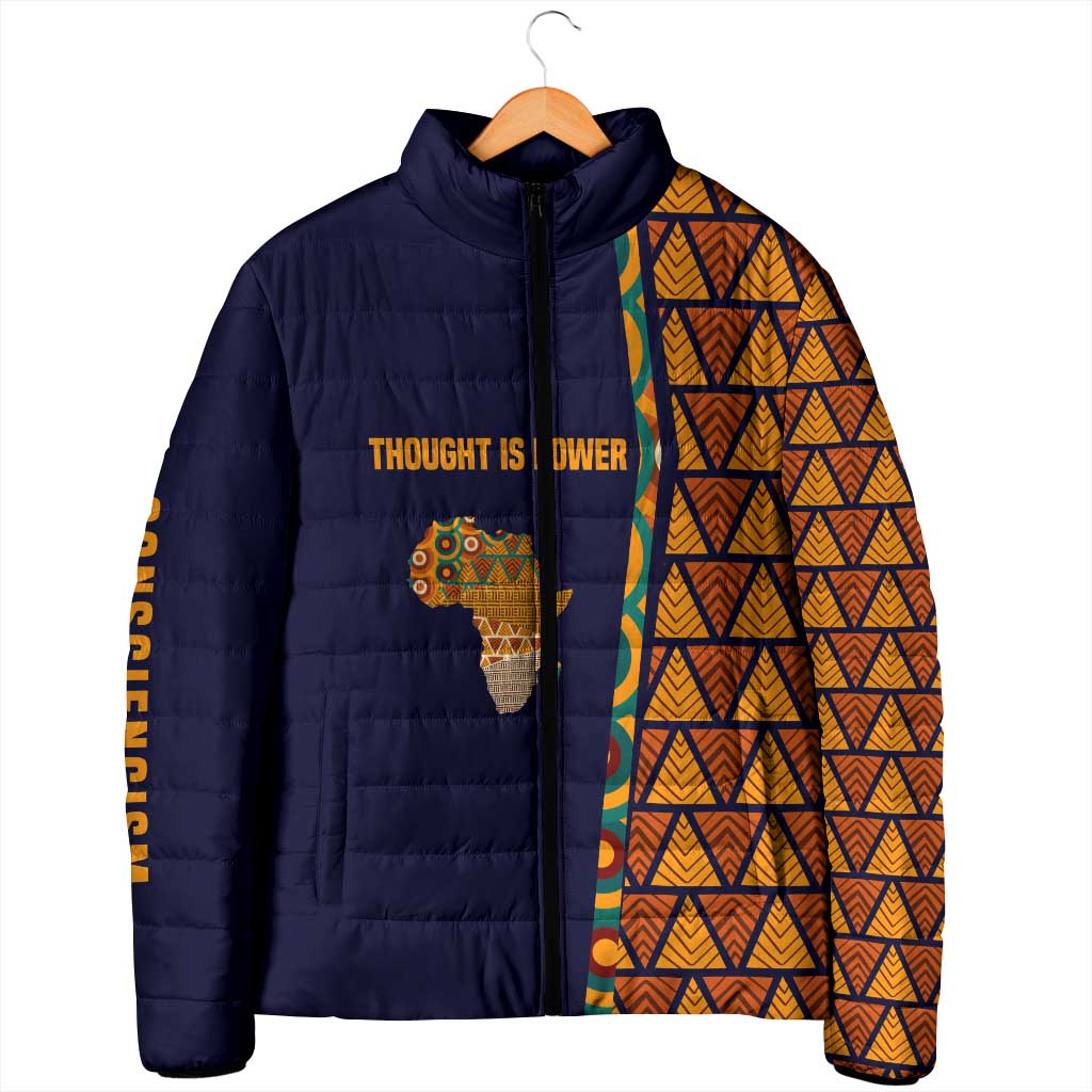 Kwame Nkrumah Ghana Padded Jacket African Map Pattern Design and Economic Freedom Quote Tribute - Wonder Print Shop
