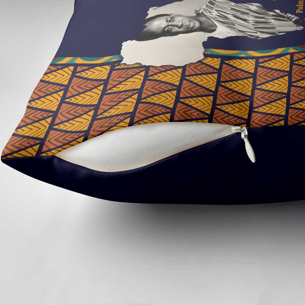 Kwame Nkrumah Ghana Pillow Cover African Map Pattern Design and Economic Freedom Quote Tribute - Wonder Print Shop