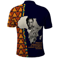 Kwame Nkrumah Ghana Polo Shirt African Map Pattern Design and Economic Freedom Quote Tribute - Wonder Print Shop