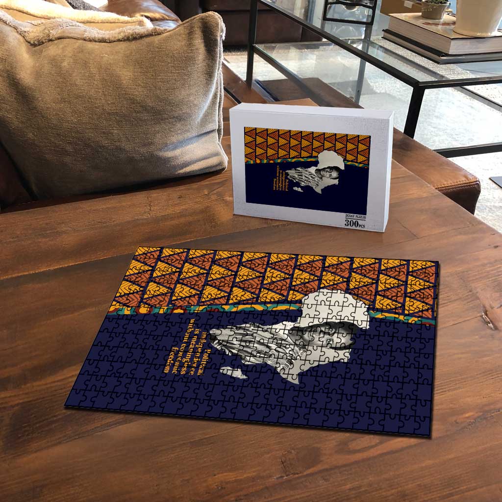Kwame Nkrumah Ghana Puzzle African Map Pattern Design and Economic Freedom Quote Tribute - Wonder Print Shop