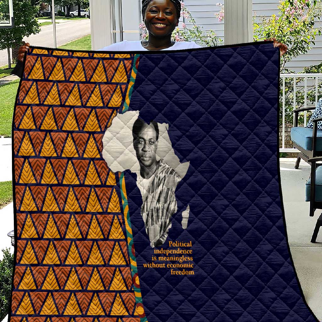 Kwame Nkrumah Ghana Quilt African Map Pattern Design and Economic Freedom Quote Tribute - Wonder Print Shop