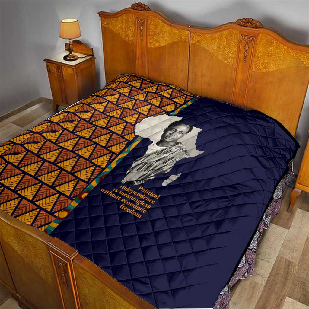 Kwame Nkrumah Ghana Quilt African Map Pattern Design and Economic Freedom Quote Tribute - Wonder Print Shop
