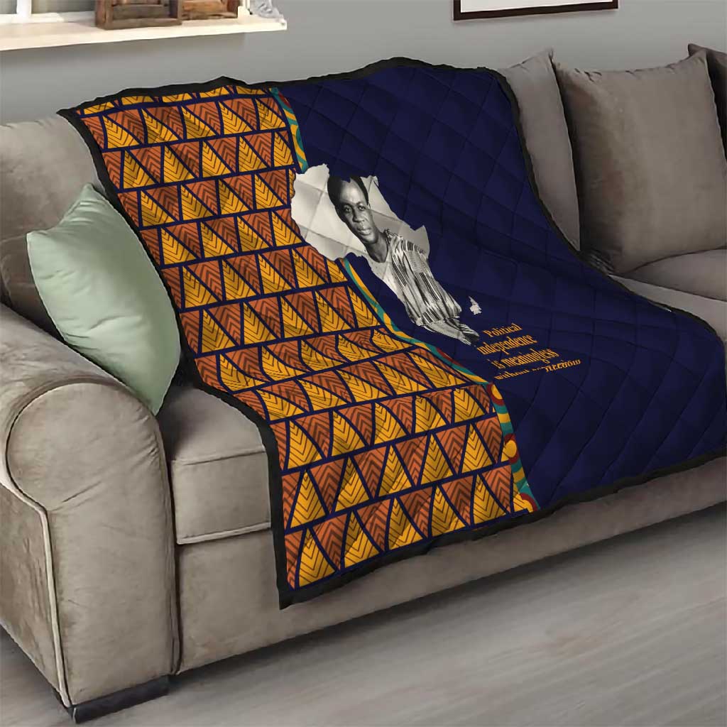 Kwame Nkrumah Ghana Quilt African Map Pattern Design and Economic Freedom Quote Tribute - Wonder Print Shop