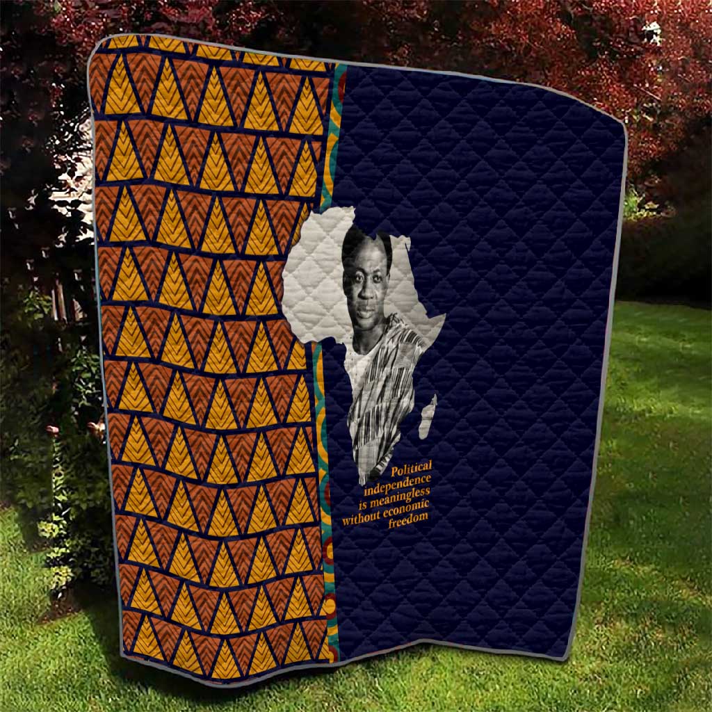 Kwame Nkrumah Ghana Quilt African Map Pattern Design and Economic Freedom Quote Tribute - Wonder Print Shop