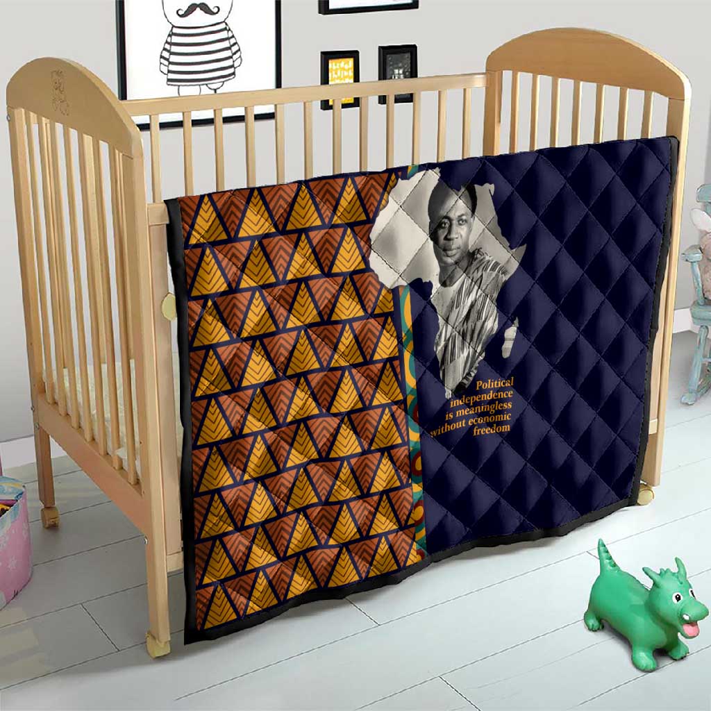 Kwame Nkrumah Ghana Quilt African Map Pattern Design and Economic Freedom Quote Tribute - Wonder Print Shop