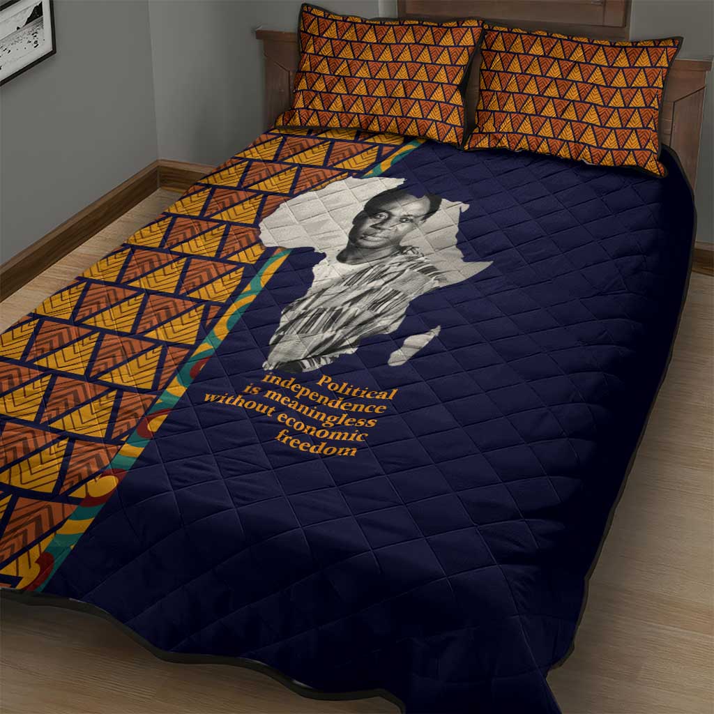 Kwame Nkrumah Ghana Quilt Bed Set African Map Pattern Design and Economic Freedom Quote Tribute - Wonder Print Shop