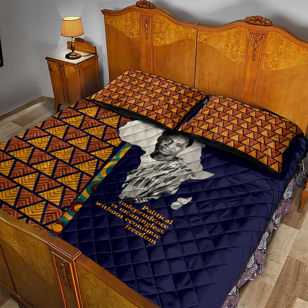 Kwame Nkrumah Ghana Quilt Bed Set African Map Pattern Design and Economic Freedom Quote Tribute - Wonder Print Shop