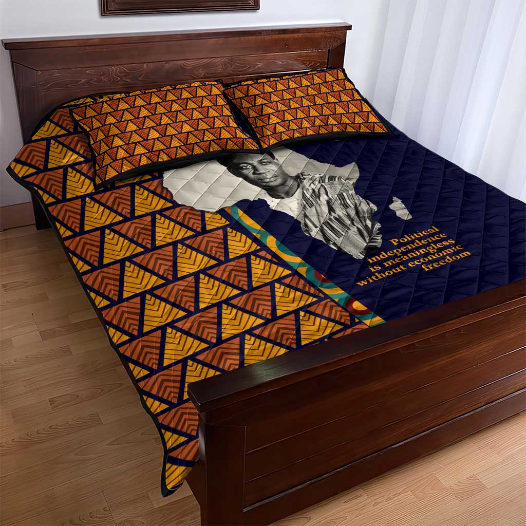 Kwame Nkrumah Ghana Quilt Bed Set African Map Pattern Design and Economic Freedom Quote Tribute - Wonder Print Shop