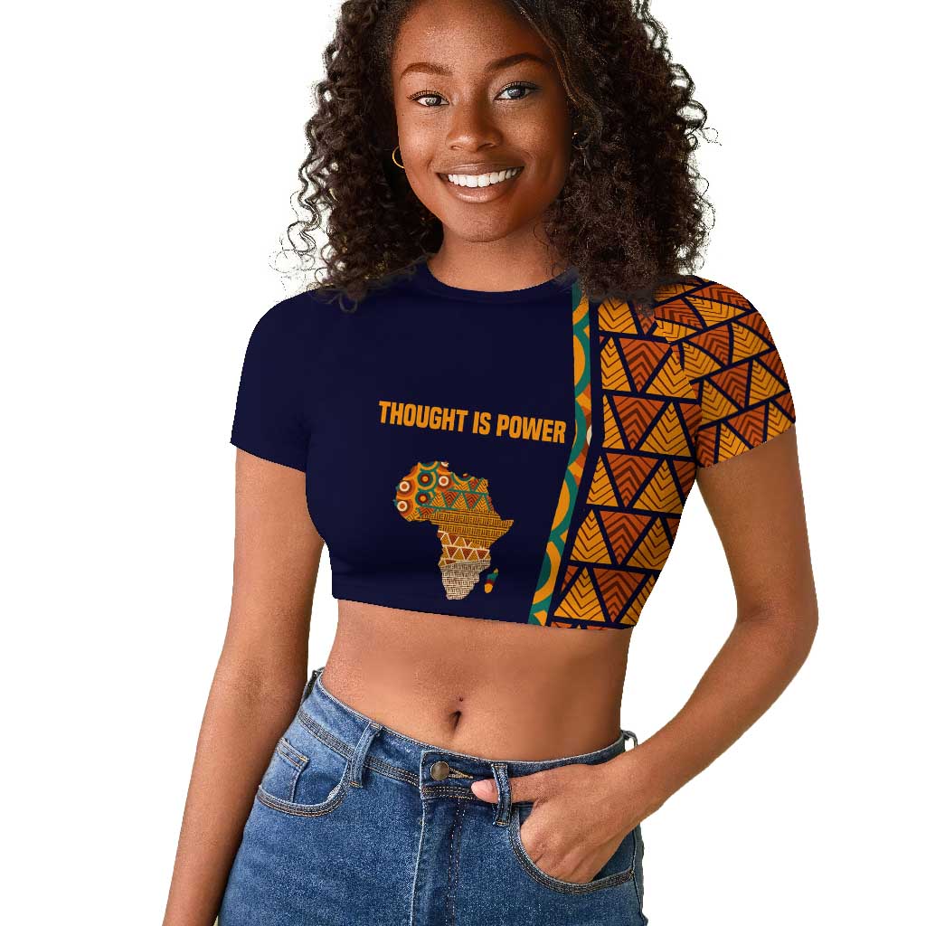 Kwame Nkrumah Ghana Raglan Cropped T shirt African Map Pattern Design and Economic Freedom Quote Tribute - Wonder Print Shop