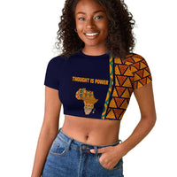 Kwame Nkrumah Ghana Raglan Cropped T shirt African Map Pattern Design and Economic Freedom Quote Tribute - Wonder Print Shop