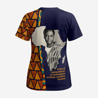 Kwame Nkrumah Ghana Scrub Top African Map Pattern Design and Economic Freedom Quote Tribute - Wonder Print Shop