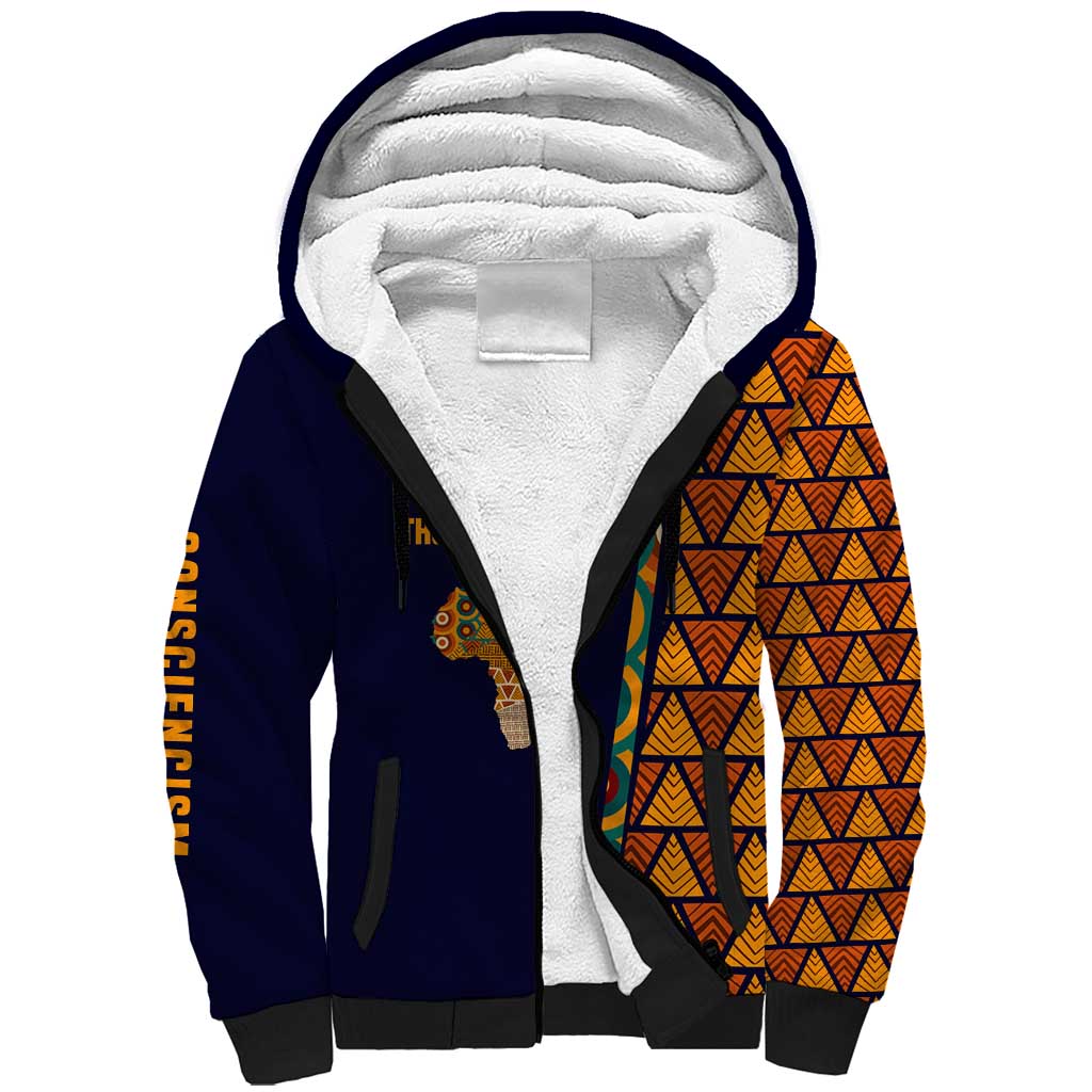 Kwame Nkrumah Ghana Sherpa Hoodie African Map Pattern Design and Economic Freedom Quote Tribute - Wonder Print Shop