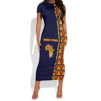 Kwame Nkrumah Ghana Short Sleeve Bodycon Dress African Map Pattern Design and Economic Freedom Quote Tribute - Wonder Print Shop