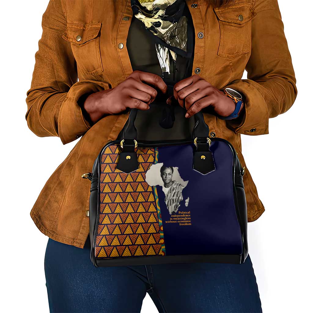 Kwame Nkrumah Ghana Shoulder Handbag African Map Pattern Design and Economic Freedom Quote Tribute - Wonder Print Shop