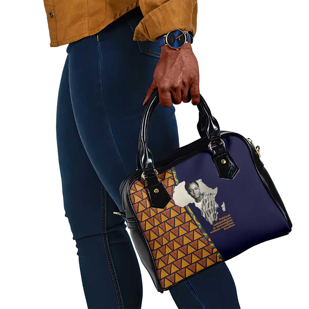 Kwame Nkrumah Ghana Shoulder Handbag African Map Pattern Design and Economic Freedom Quote Tribute - Wonder Print Shop