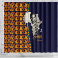 Kwame Nkrumah Ghana Shower Curtain African Map Pattern Design and Economic Freedom Quote Tribute - Wonder Print Shop