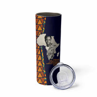 Kwame Nkrumah Ghana Skinny Tumbler African Map Pattern Design and Economic Freedom Quote Tribute - Wonder Print Shop