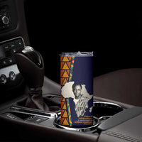 Kwame Nkrumah Ghana Skinny Tumbler African Map Pattern Design and Economic Freedom Quote Tribute - Wonder Print Shop