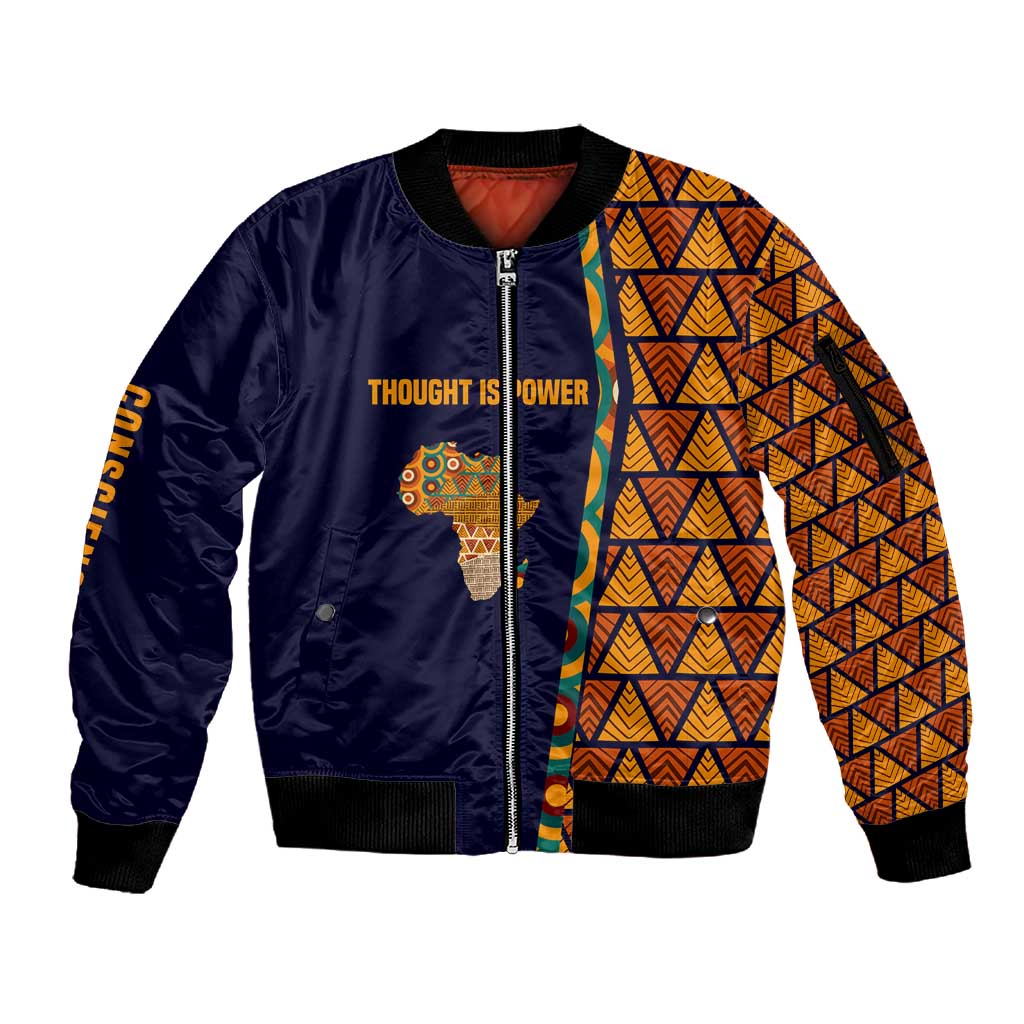 Kwame Nkrumah Ghana Sleeve Zip Bomber Jacket African Map Pattern Design and Economic Freedom Quote Tribute - Wonder Print Shop