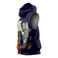 Kwame Nkrumah Ghana Sleeveless Hoodie African Map Pattern Design and Economic Freedom Quote Tribute - Wonder Print Shop