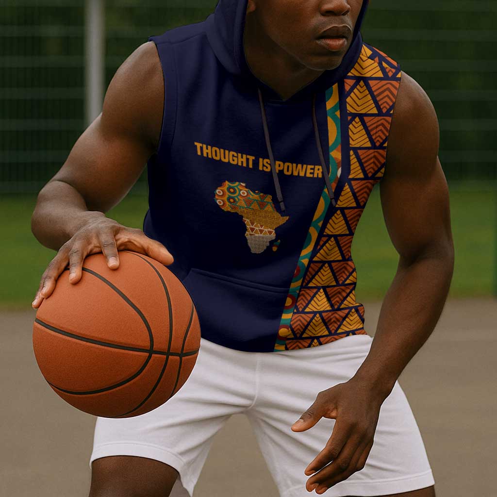 Kwame Nkrumah Ghana Sleeveless Hoodie African Map Pattern Design and Economic Freedom Quote Tribute - Wonder Print Shop