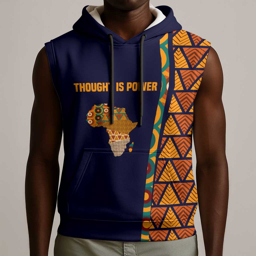 Kwame Nkrumah Ghana Sleeveless Hoodie African Map Pattern Design and Economic Freedom Quote Tribute - Wonder Print Shop