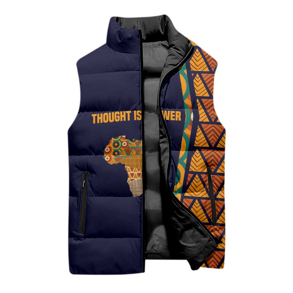 Kwame Nkrumah Ghana Sleeveless Puffer Jacket African Map Pattern Design and Economic Freedom Quote Tribute - Wonder Print Shop
