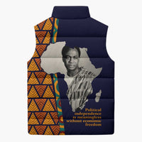 Kwame Nkrumah Ghana Sleeveless Puffer Jacket African Map Pattern Design and Economic Freedom Quote Tribute - Wonder Print Shop